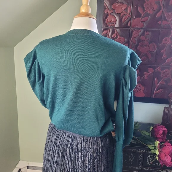 Eloquii green puffed sleeve sweater Size 14/16 - Picture 5 of 8